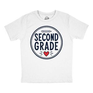 Youth Funny T Shirts Second Grade Pencil Circle Heart Tee For Kids